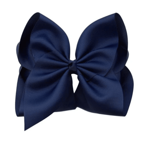 6 inch Solid Navy Grosgrain Bow/Alligator Clip