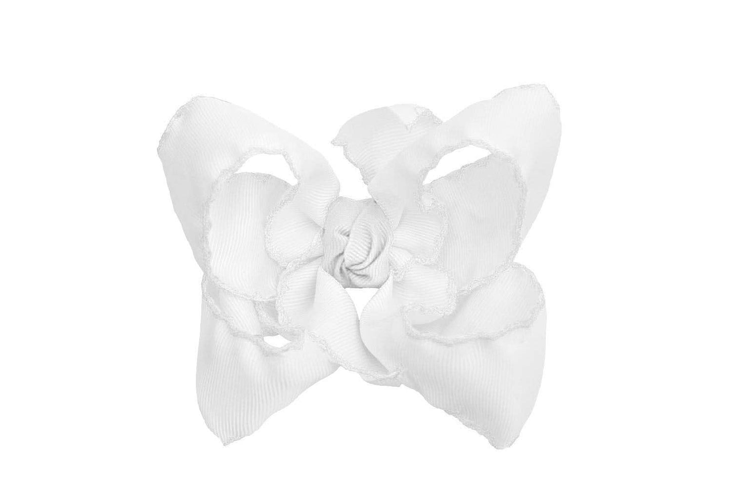 CROCHET EDGE RIBBON BOW ON CLIP