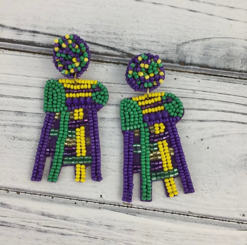 Mardi Gras ladder earrings