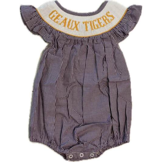 Geaux Tigers Smock Girl Bubble