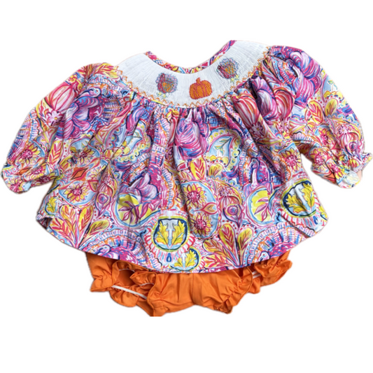 Lily Inspired Smock Thanksgiving Bloomer set