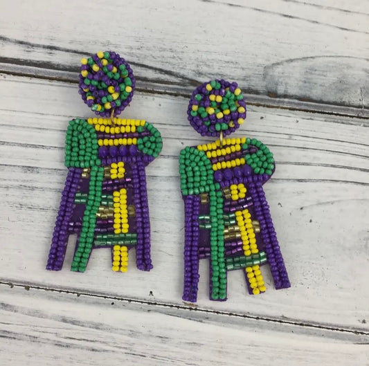 Mardi Gras ladder earrings