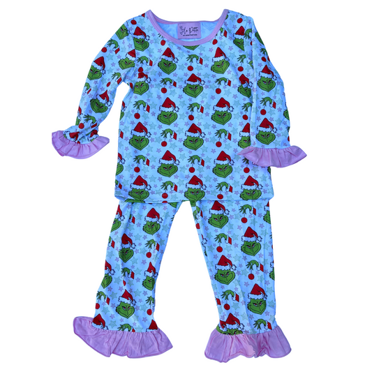 Pink Grinch Family pjs- girl sets