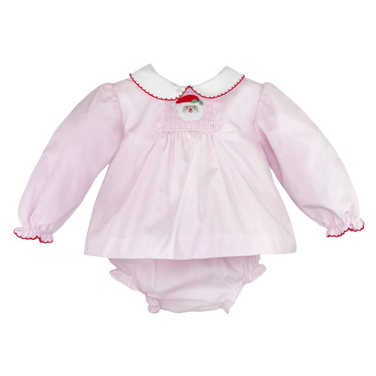 Picture Smocked Santa Christmas Diaper Set