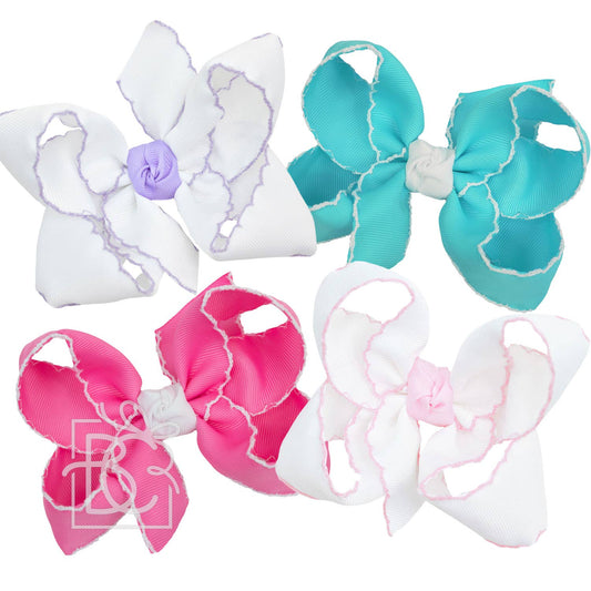 CROCHET EDGE RIBBON BOW ON CLIP