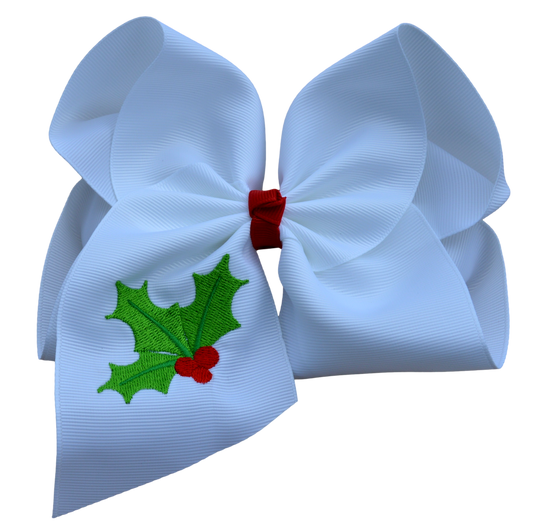 Holly Embroidered Bow