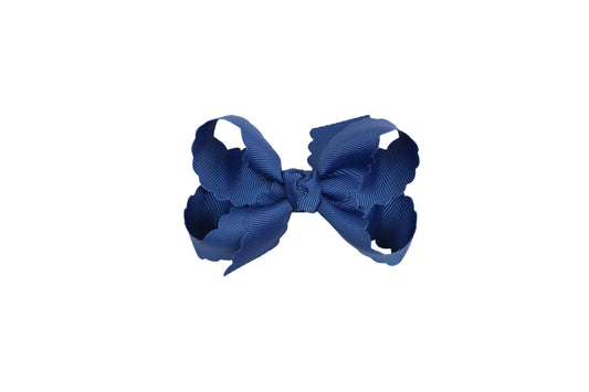 SCALLOPED EDGE BOW DENIM BLUE